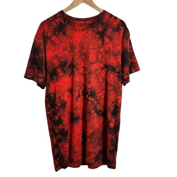 NEO4IC Shirt Mens M Red Tie Dye Short Sleeve Ethical Cotton Spandex Long Tee - Picture 1 of 5
